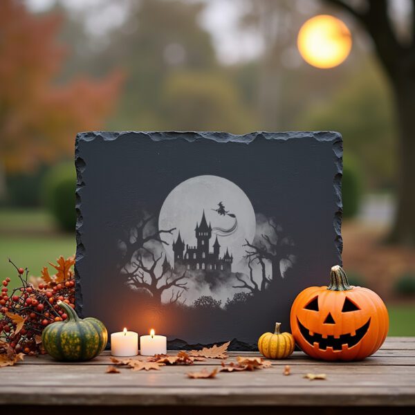 Halloween Witch Moon Engraving File, Slate Cheese Board,