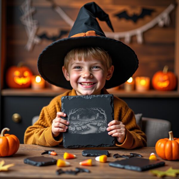 Haunted Pumpkin Laser Engraving File, Halloween Coaster Design