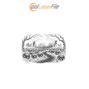 Haunted Pumpkin Laser Engraving File, Halloween Coaster Design