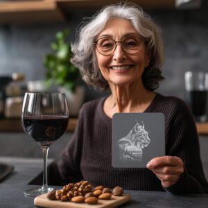 Lynx Slate Coaster Laser Engraving File, Mystical Animal