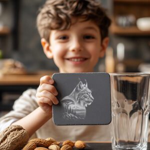 Lynx Slate Coaster Laser Engraving File, Mystical Animal
