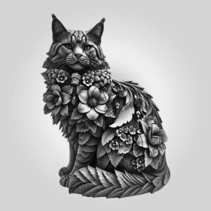 Maine Coon Cat 3D Illusion Laser Engraving File,