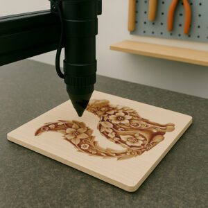 Manx Cat 3D Illusion Laser Engraving Design, Glowforge