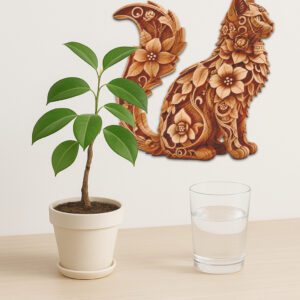 Manx Cat 3D Illusion Laser Engraving Design, Glowforge