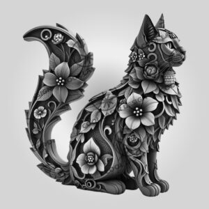 Manx Cat 3D Illusion Laser Engraving Design, Glowforge