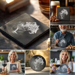 Modern Slate Coaster Engraving Design Bundle, PNG Images,