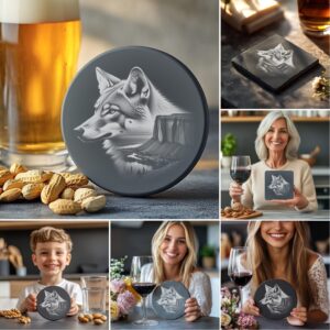 Modern Slate Coaster Engraving Design Bundle, PNG Images,
