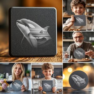 Modern Slate Coaster Engraving Design Bundle, PNG Images,