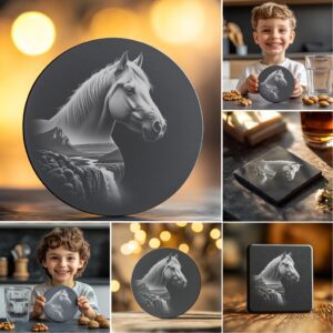 Modern Slate Coaster Engraving Design Bundle, PNG Images,