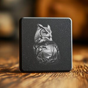 Mystical Owl Slate Coaster Engraving File, Wild Animal