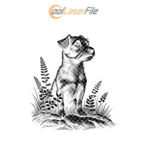 Seated Dog Slate Coaster Engraving PNG, Pet Silhouette