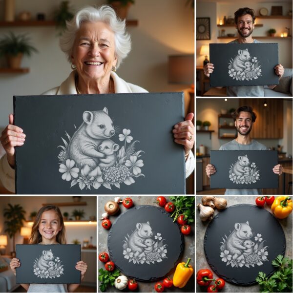 Set of 6 Slate Cheese Board Engraving Designs,
