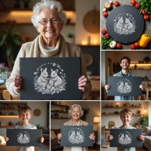 Set of 6 Slate Cheese Board Engraving Designs,