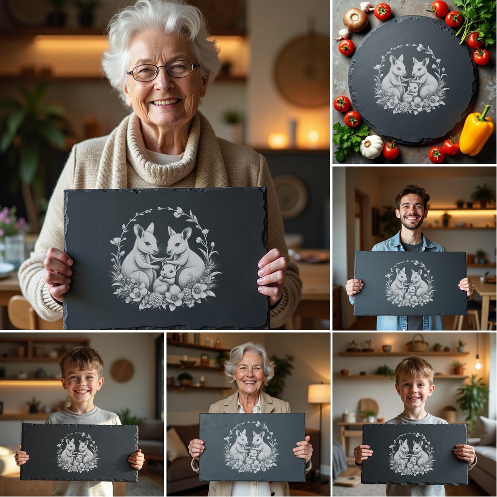 Set of 6 Slate Cheese Board Engraving Designs,
