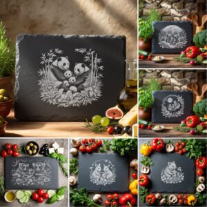 Set of 6 Slate Cheese Board Engraving Designs,