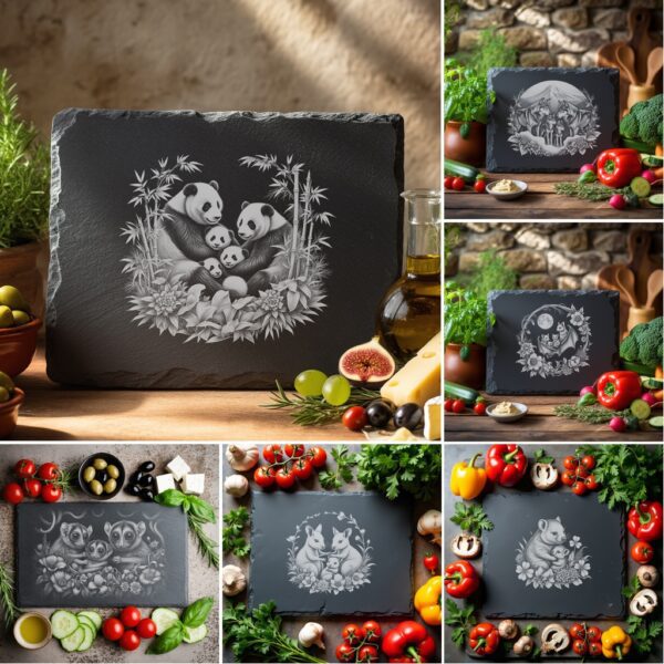 Set of 6 Slate Cheese Board Engraving Designs,