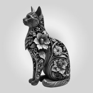 Siamese Cat 3D Laser Engraving File, Digital Art