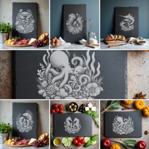 Slate Cheese Board Bundle, Wild Animal Family Laser