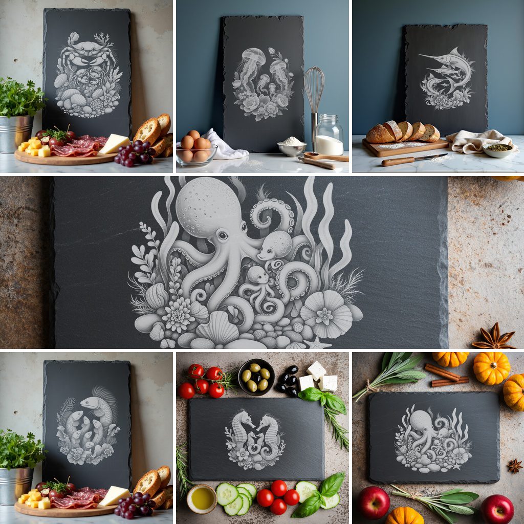 Slate Cheese Board Bundle, Wild Animal Family Laser