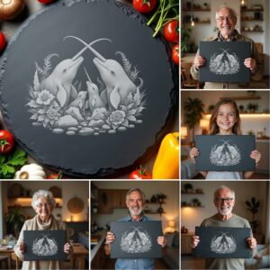 Slate Cheese Board Engraving Bundle, Wild Animal Family,