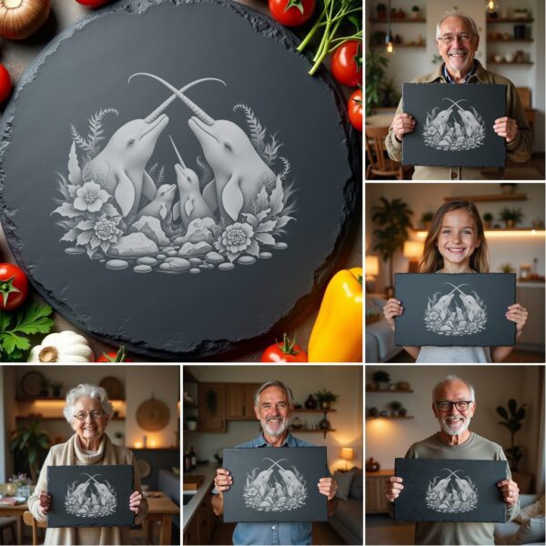 Slate Cheese Board Engraving Bundle, Wild Animal Family,