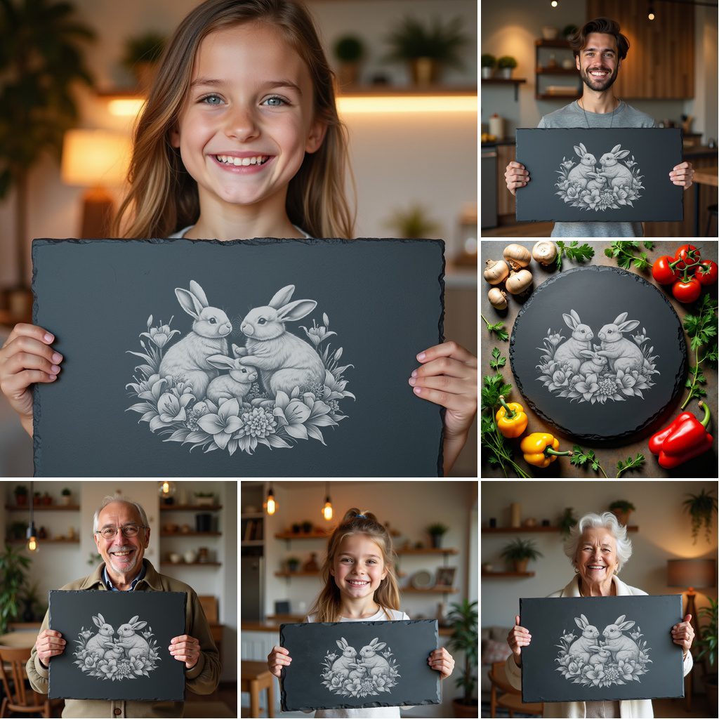 Slate Cheese Board Engraving Bundle, Wild Animal Family