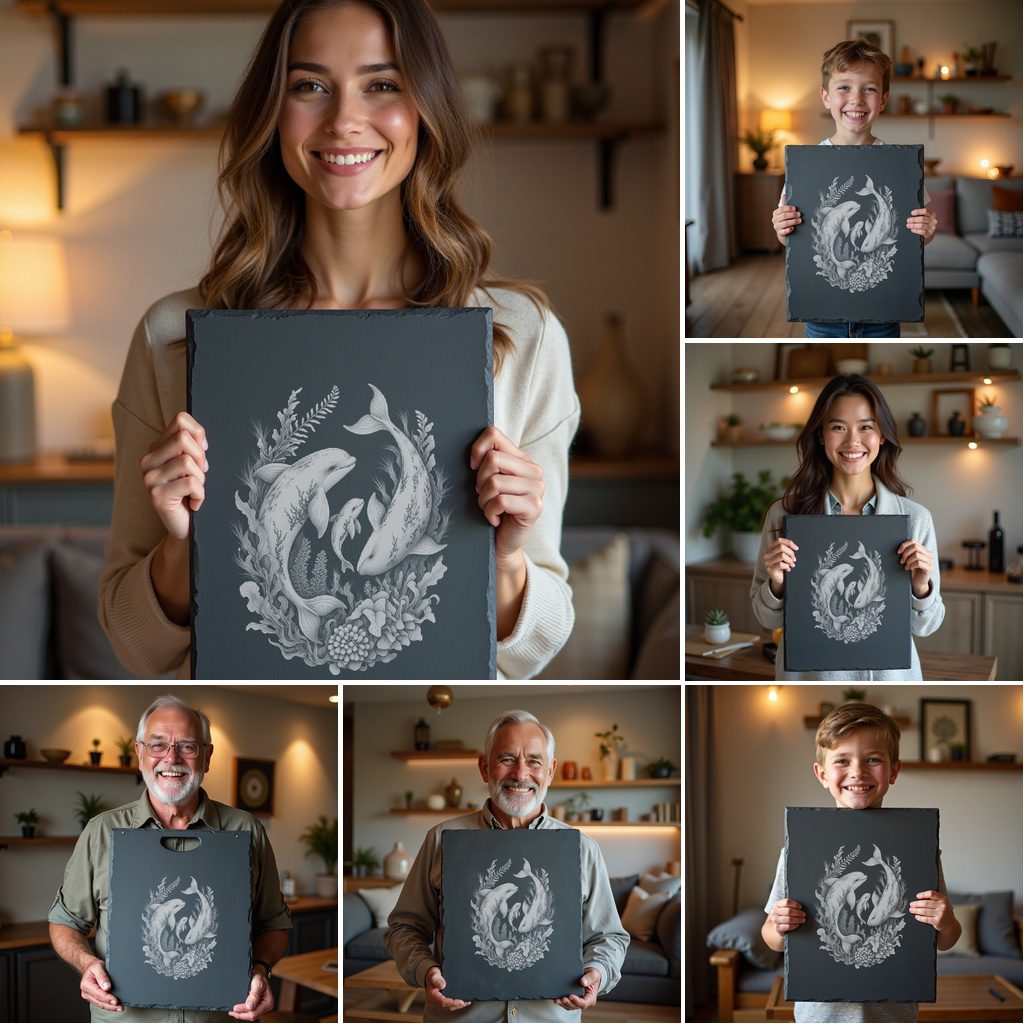 Slate Cheese Board Engraving Bundle, Wild Animal Family