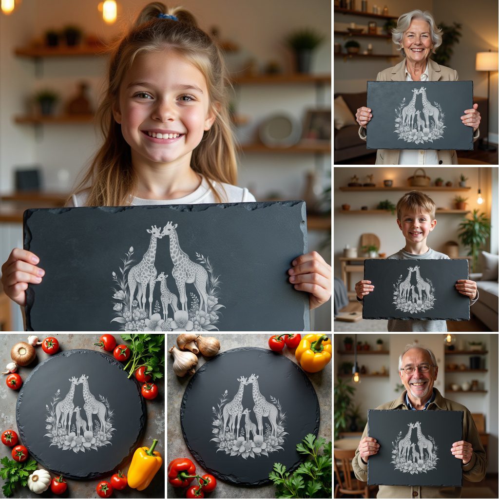 Slate Cheese Board Engraving Bundle, Wild Animal Family