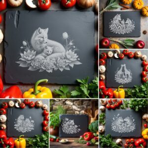 Slate Cheese Board Engraving Bundle, Wild Animal Family