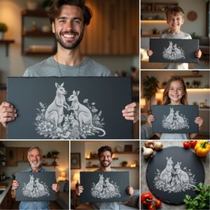 Slate Cheese Board Engraving Files, Wild Animal Family
