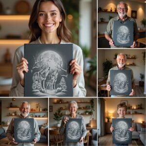 Slate Cheese Board Engraving Files, Wild Animal Family