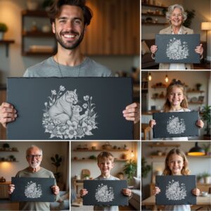 Slate Cheese Board Engraving Files, Wild Animal Family