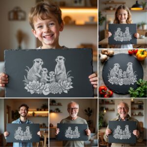 Slate Cheese Board Engraving Files, Wild Animal Family