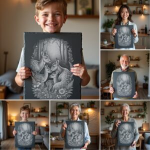 Slate Cheese Board Engraving Files, Wild Animal Family