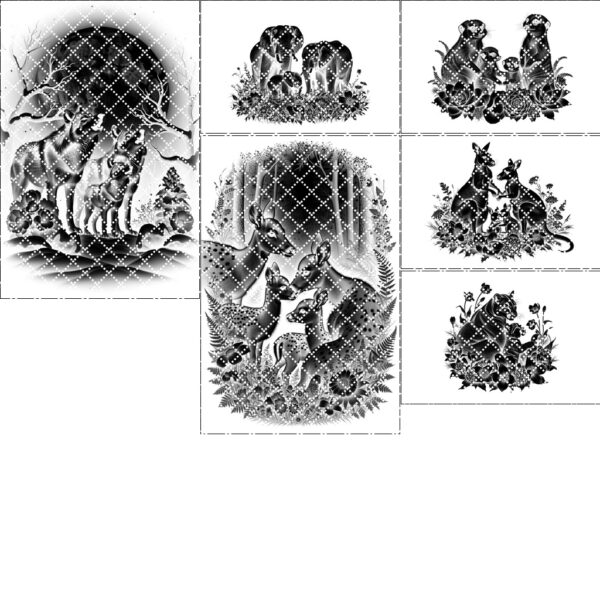 Slate Cheese Board Engraving Files, Wild Animal Family