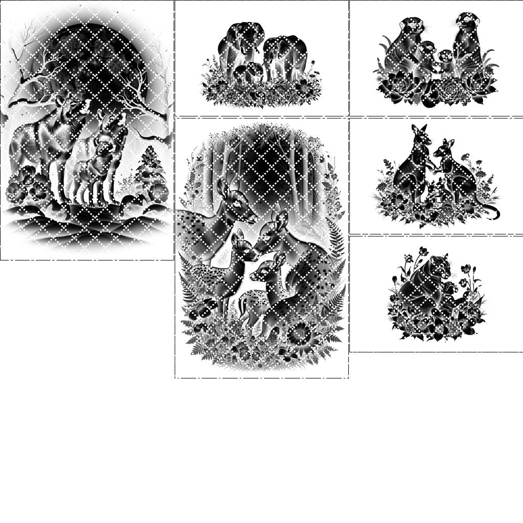 Slate Cheese Board Engraving Files, Wild Animal Family