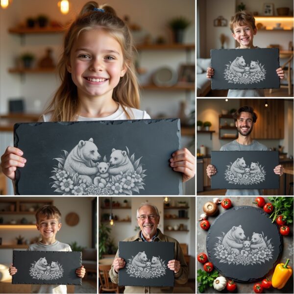 Slate Cheese Board Laser Engraving Bundle, Wild Animal