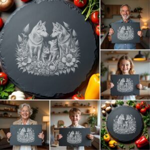 Slate Cheese Board Laser Engraving Bundle, Wild Animal