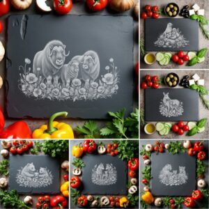 Slate Cheese Board Laser Engraving Bundle, Wild Animal