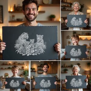 Slate Cheese Board Laser Engraving Bundle, Wild Animal