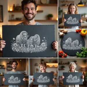 Slate Cheese Board Laser Engraving Bundle, Wild Animal