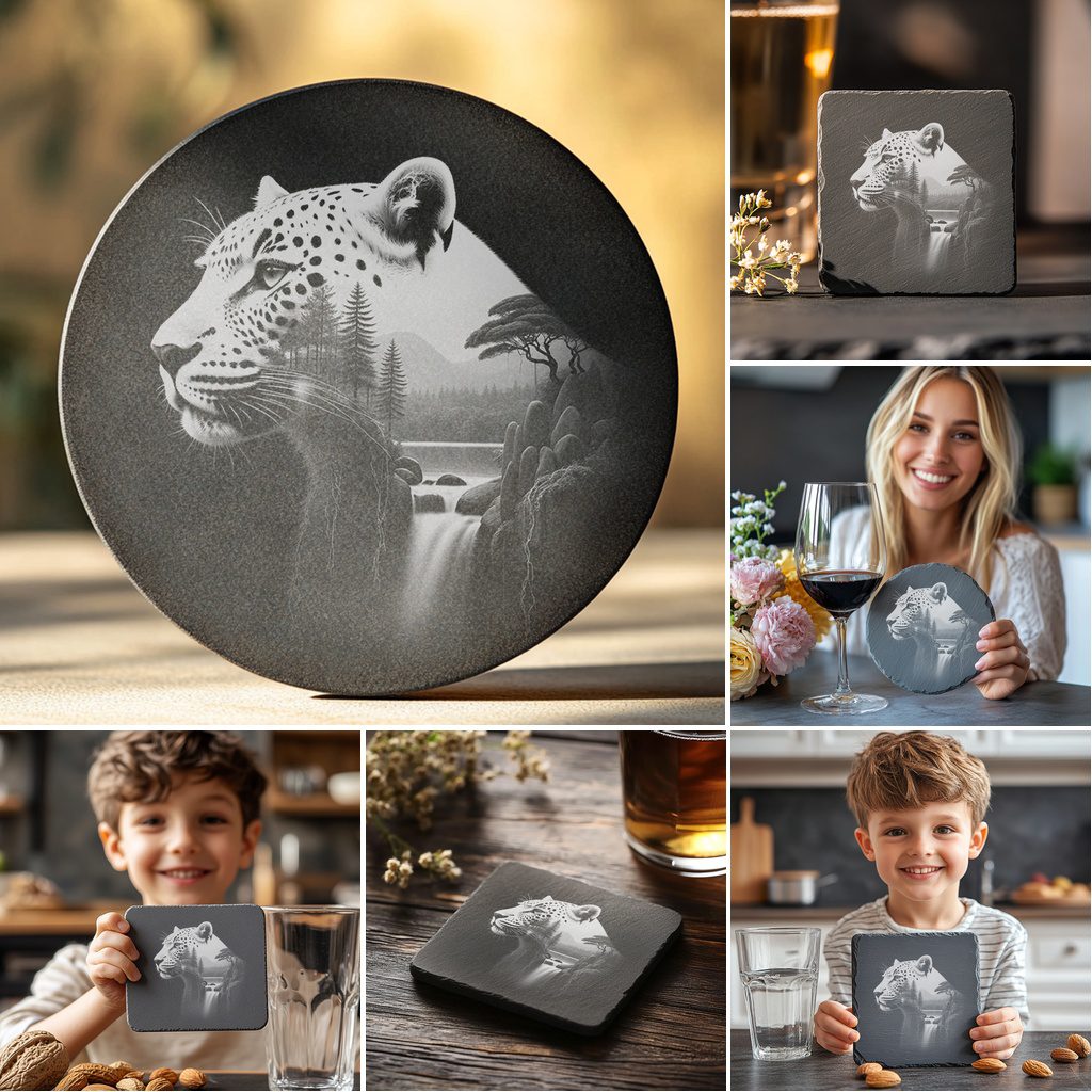 Slate Coaster Engraving Bundle, Laser Design PNGs for