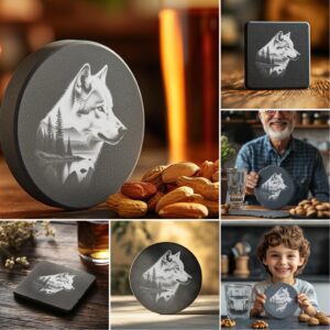 Slate Coaster Engraving Bundle, Laser Design PNGs for
