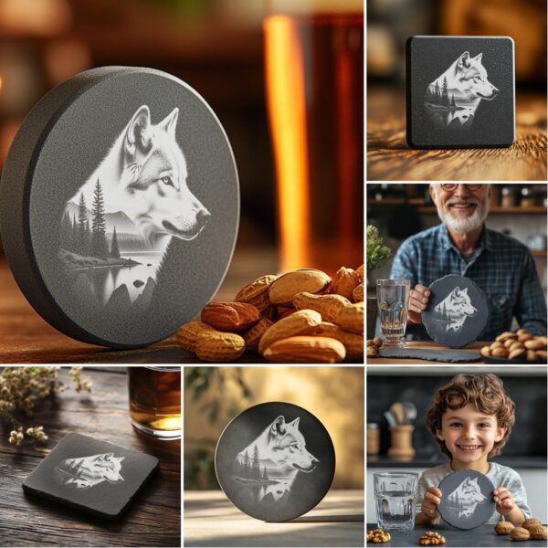 Slate Coaster Engraving Bundle, Laser Design PNGs for