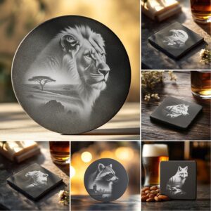Slate Coaster Engraving Bundle, Laser Design PNGs for