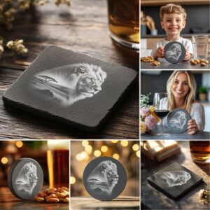 Slate Coaster Engraving Bundle, Laser Design PNGs for