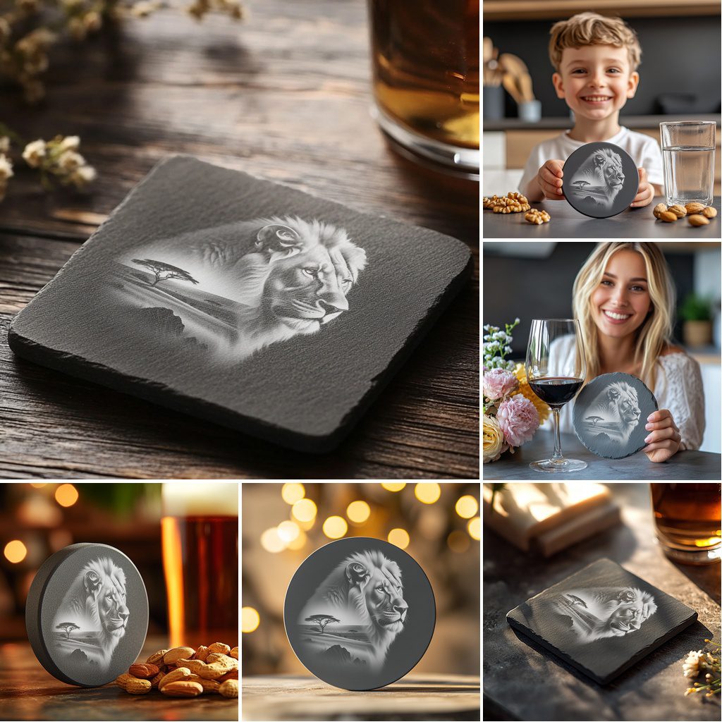 Slate Coaster Engraving Bundle, Laser Design PNGs for