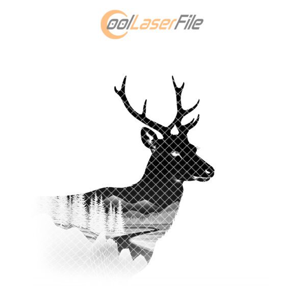 Slate Coaster Engraving File, Graceful Deer Design PNG,