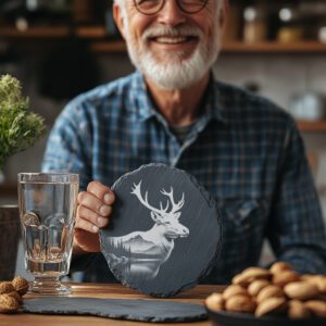Slate Coaster Engraving File, Majestic Elk Wild Animal