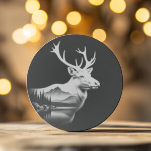 Slate Coaster Engraving File, Majestic Elk Wild Animal